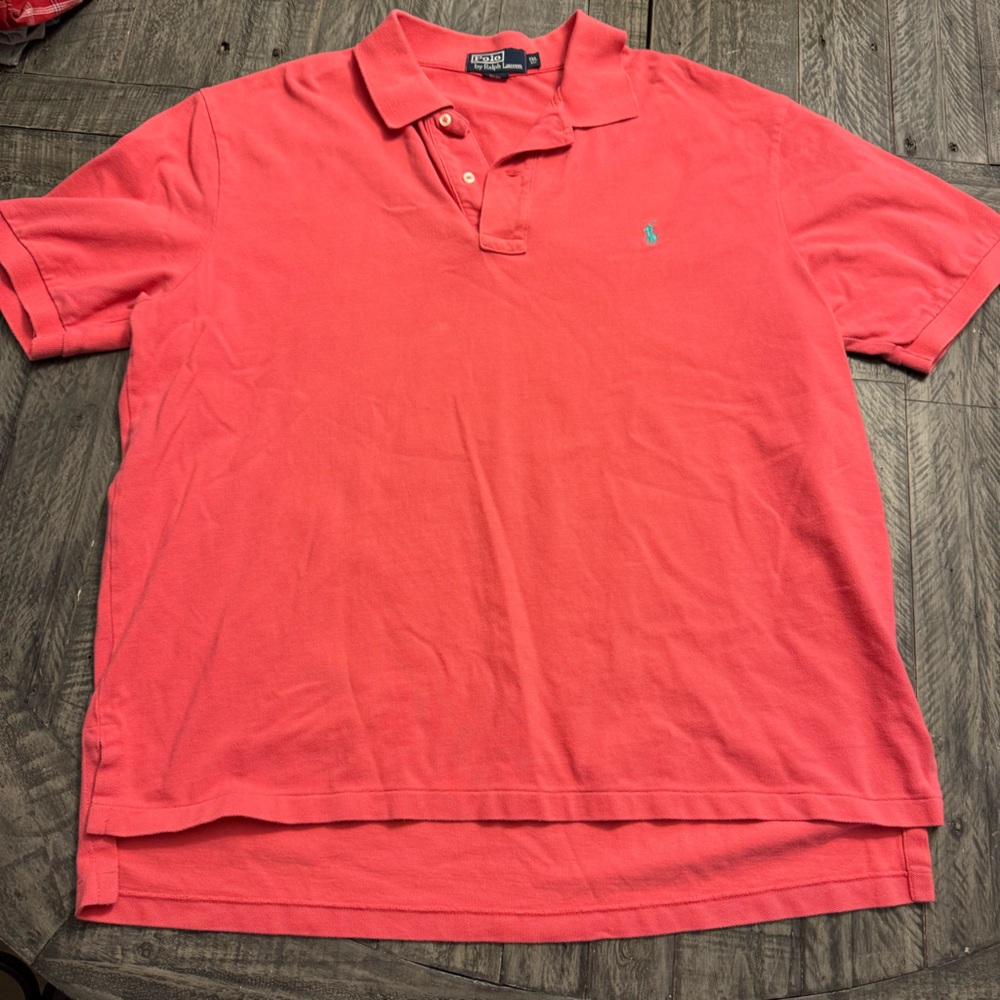 Vtg Polo Ralph Lauren Polo Shirt Mens 1XL Pink Coral‎ Pony Short Sleeve - Picture 2 of 5